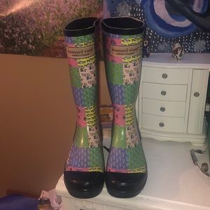 Vineyard vine patch work rain boots